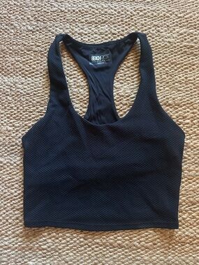 Beach Riot Black Textured Racerback Sports Crop